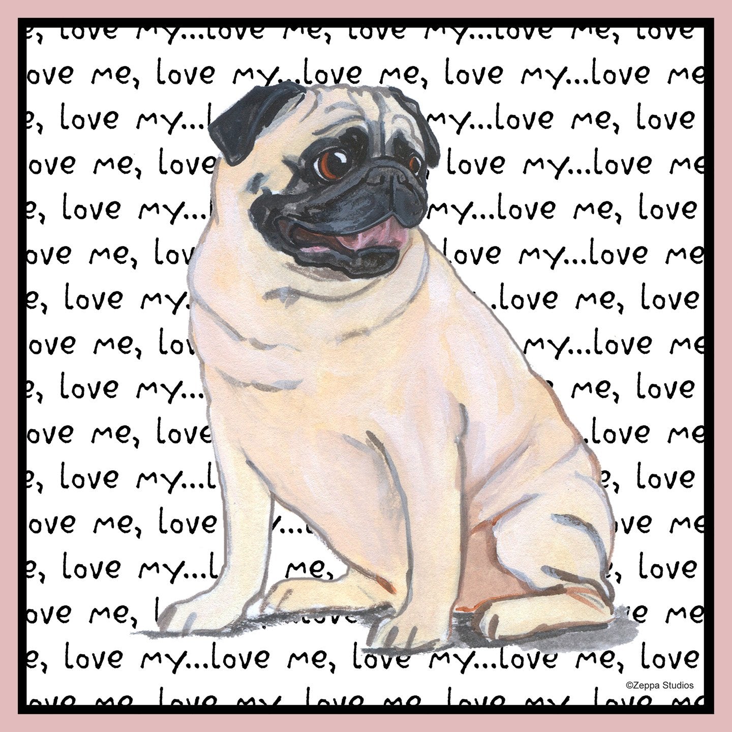 Pug Love Text - Women's Fitted T-Shirt