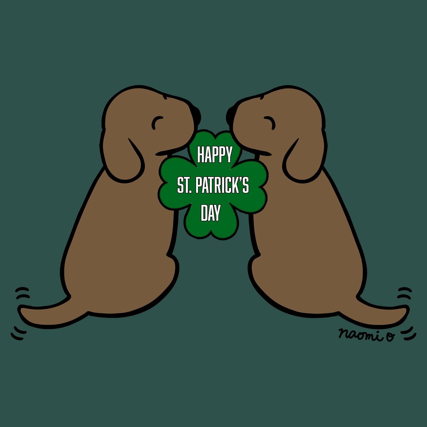 Happy St. Patrick's Day Chocolate Lab Puppies - Women's Fitted T-Shirt