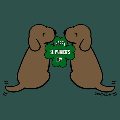 Happy St. Patrick's Day Chocolate Lab Puppies - Women's Fitted T-Shirt