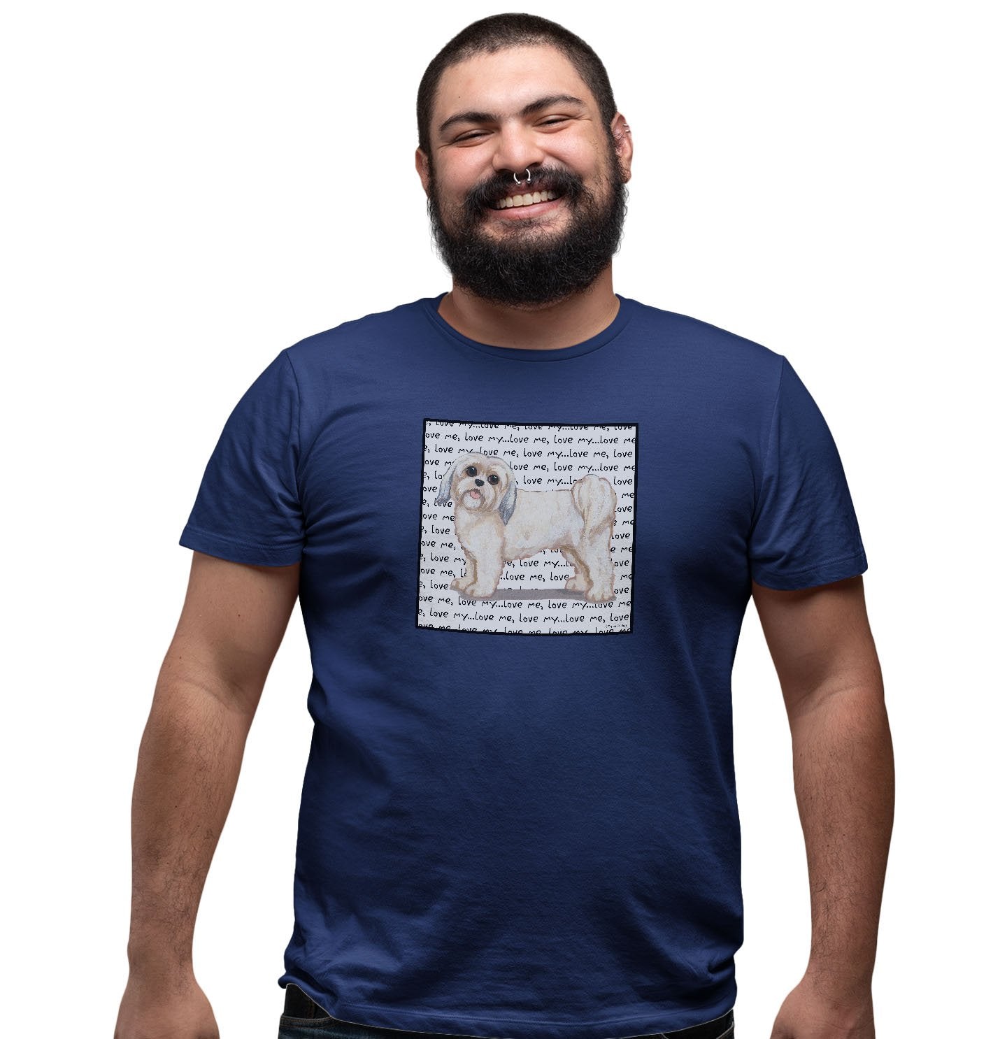 Animal Pride - Short Haired Lhasa Apso Love Text - Adult Unisex T-Shirt