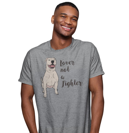 White Pit Bull Lover Not Fighter - Adult Unisex T-Shirt