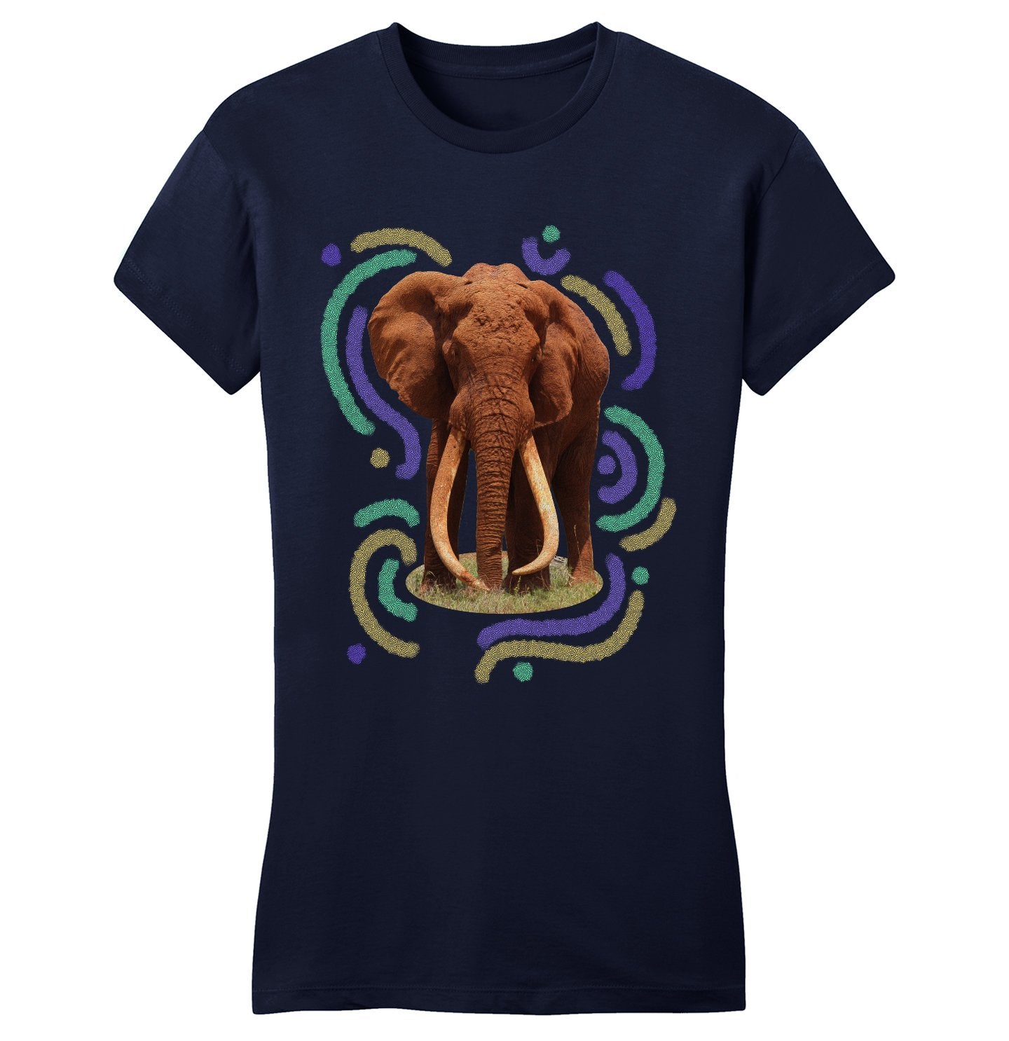 Wiggly Lines Elephant - Women's Fitted T-Shirt