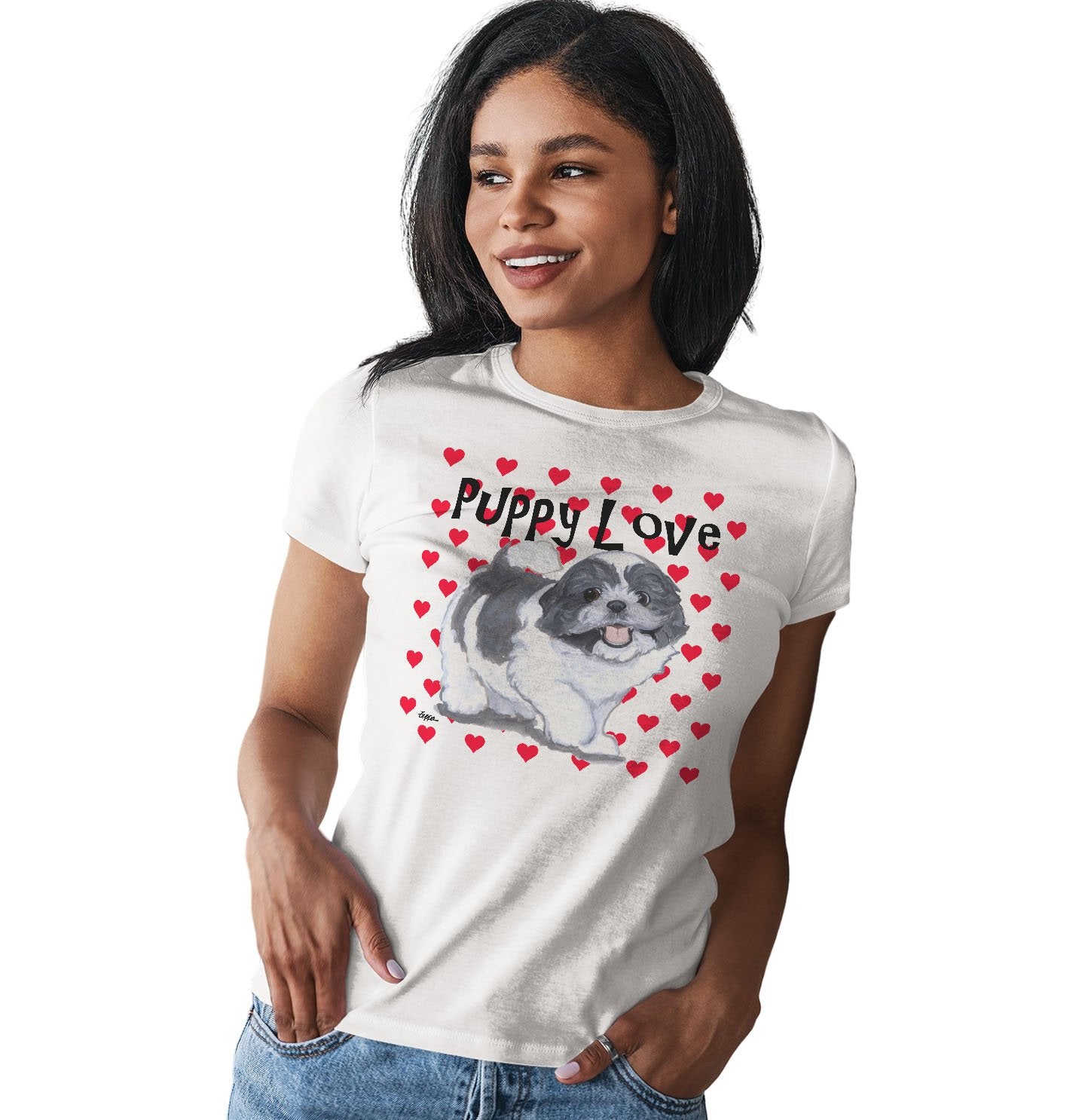 Shih Tzu Puppy Love - Women's Fitted T-Shirt