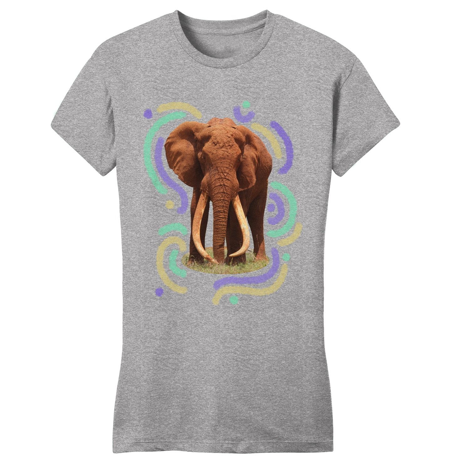 Wiggly Lines Elephant - Women's Fitted T-Shirt