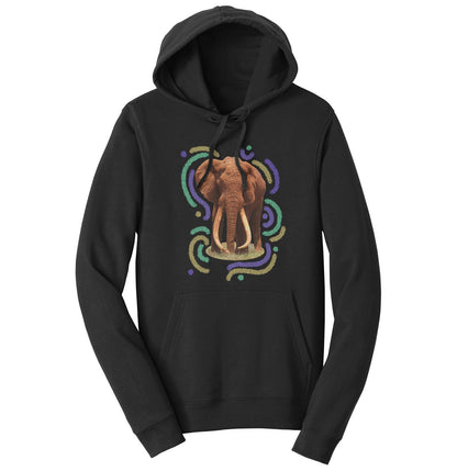 Wiggly Lines Elephant - Adult Unisex Hoodie Sweatshirt