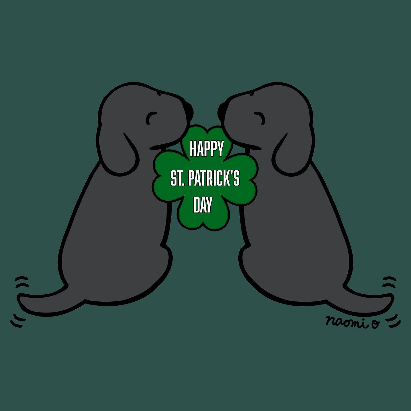 Happy St. Patrick's Day Black Lab Puppies - Women's Fitted T-Shirt