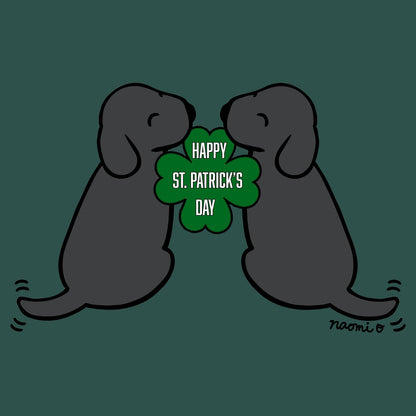 Happy St. Patrick's Day Black Lab Puppies - Women's Fitted T-Shirt