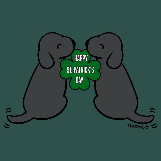 Happy St. Patrick's Day Black Lab Puppies - Women's Fitted T-Shirt