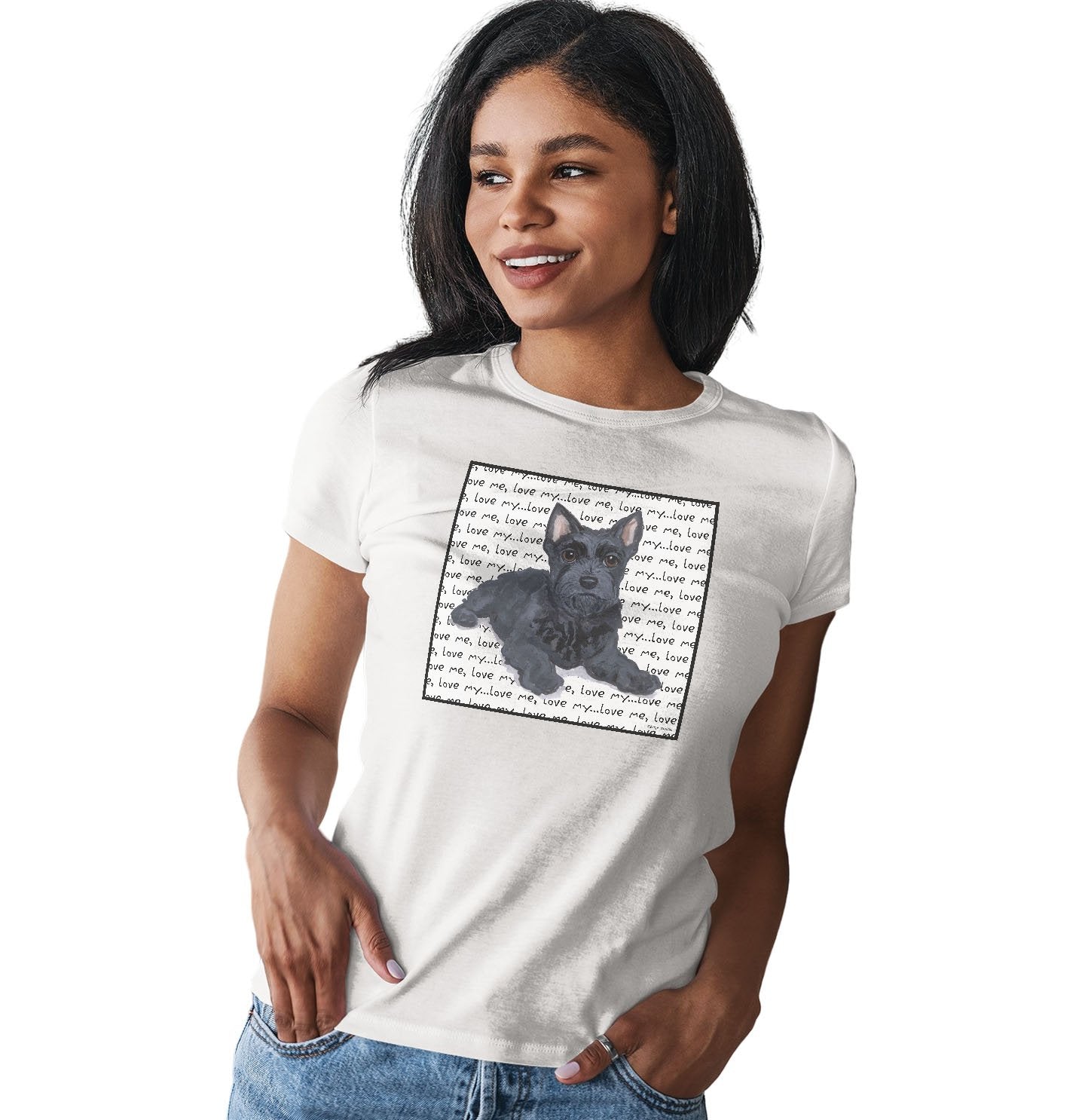 Scottie Puppy Love Text - Women's Fitted T-Shirt