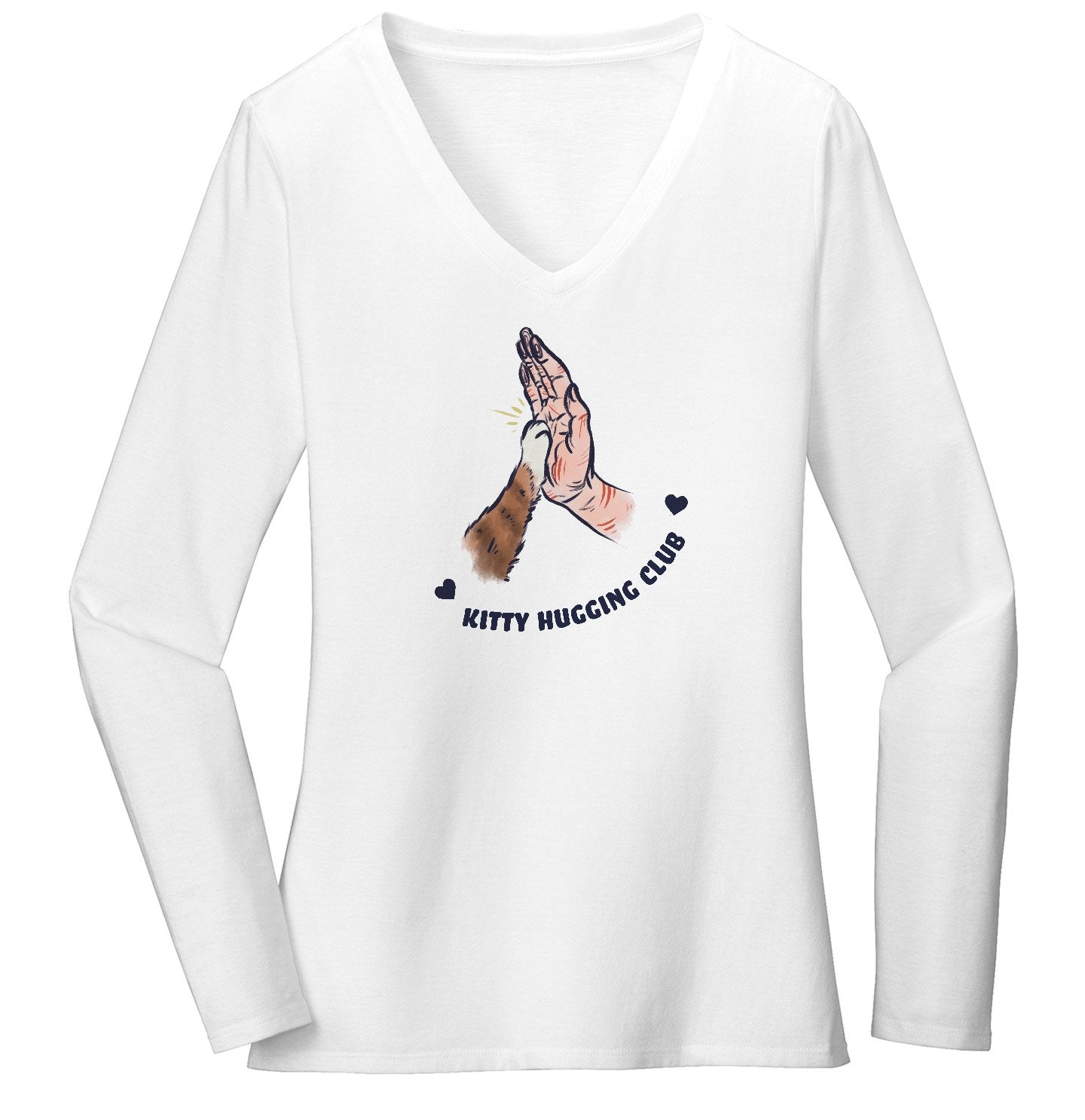 Animal Pride - Kitty Hugging Club - Women's V-Neck Long Sleeve T-Shirt