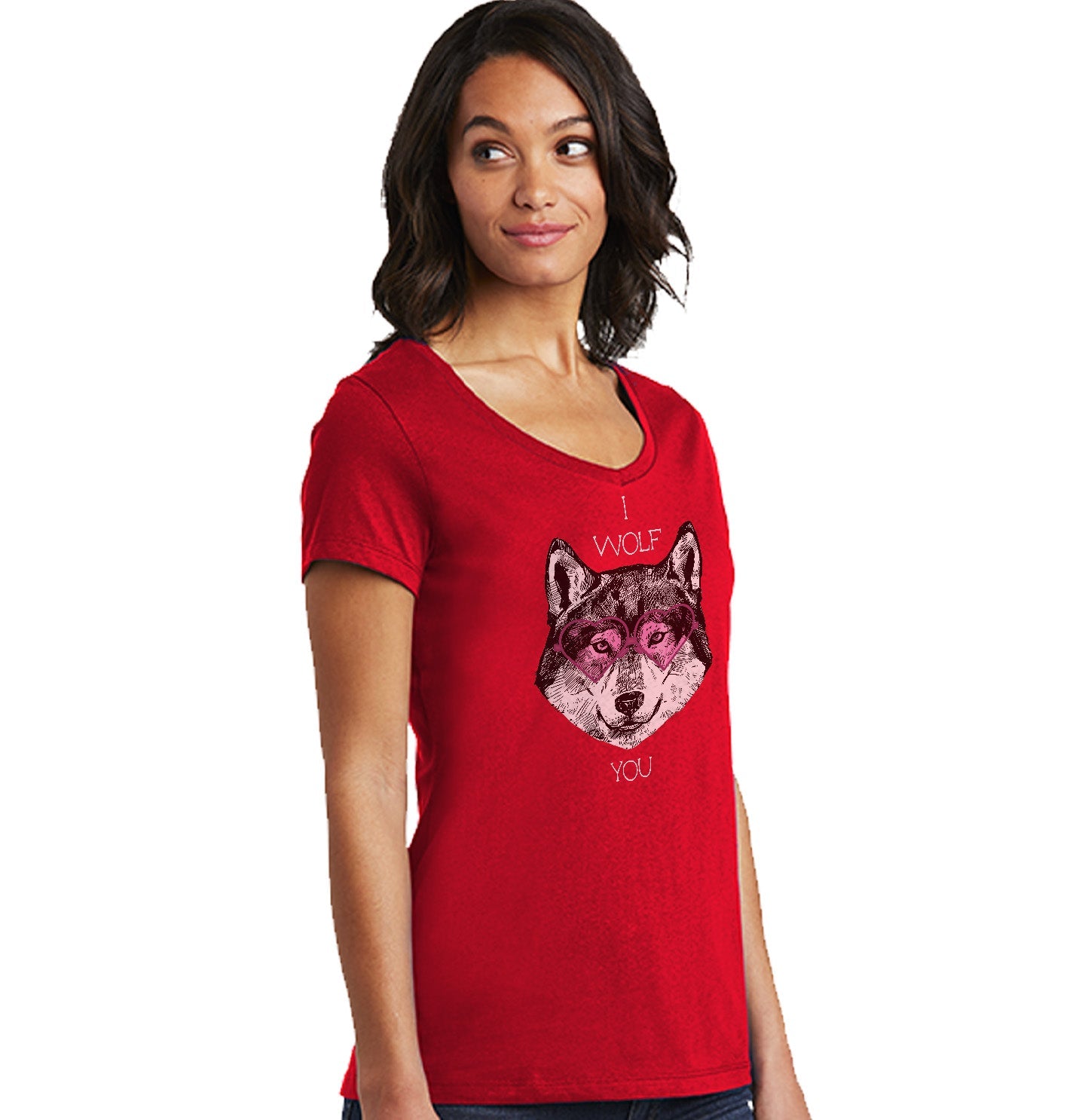 Animal Pride - I Wolf You - Women's V-Neck T-Shirt