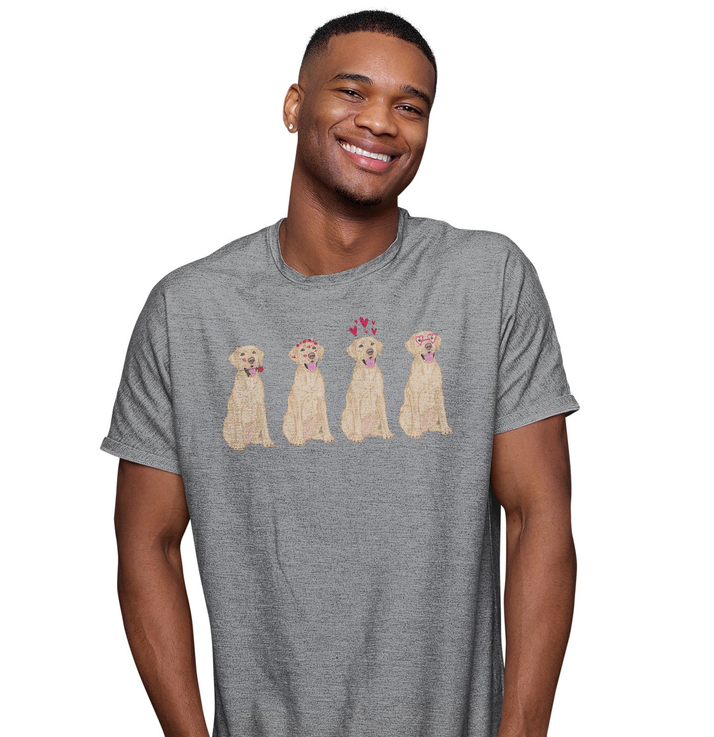 Yellow Lab Love Line Up - Adult Unisex T-Shirt