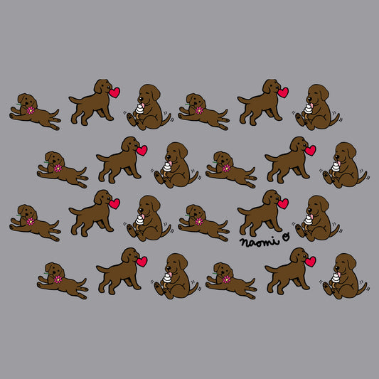 Chocolate Lab Puppy Cartoon Pattern - Adult Adjustable Face Mask