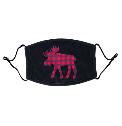 Plaid Moose - Adult Adjustable Face Mask