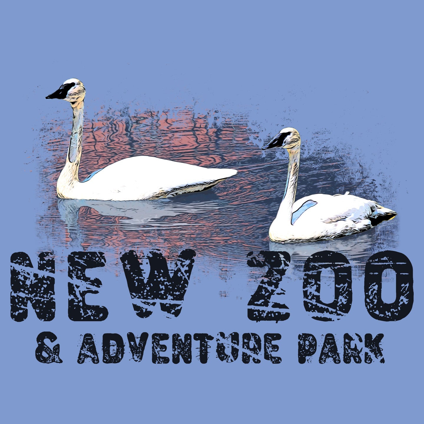 New Zoo Trumpeter Swans Sunset - Adult Tri-Blend T-Shirt