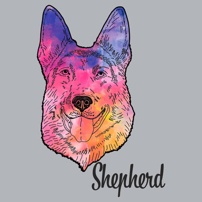 Colorful German Shepherd Headshot - Adult Unisex Long Sleeve T-Shirt