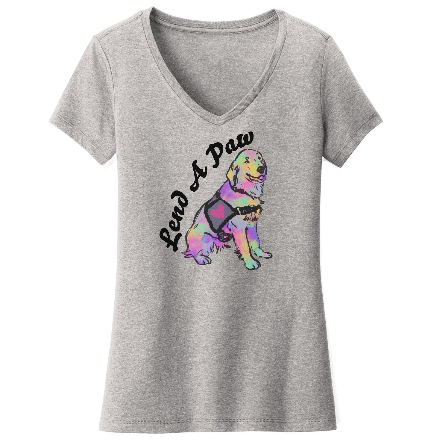 Lend a Paw Golden Retriever - Women's V-Neck T-Shirt