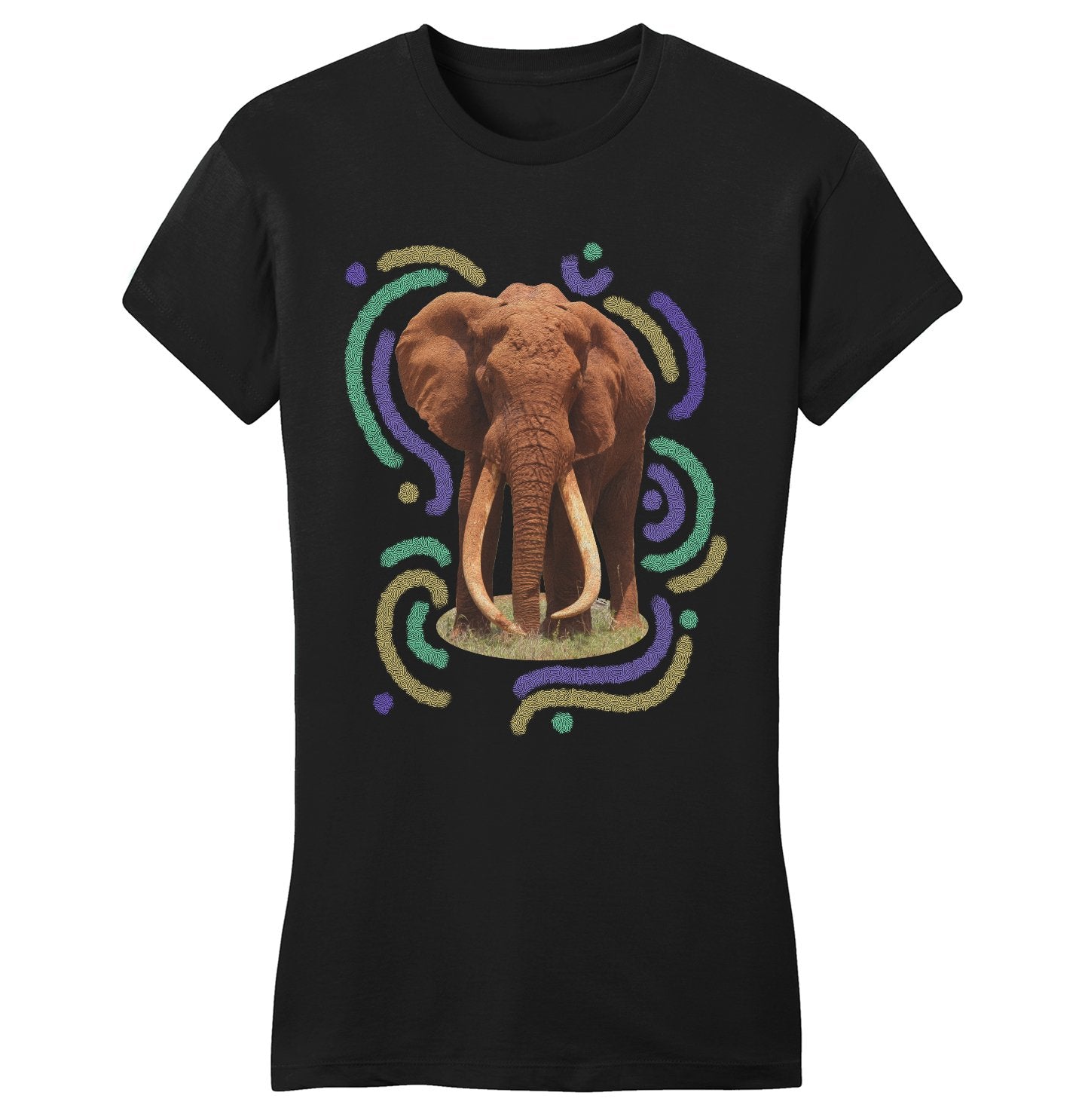 Wiggly Lines Elephant - Women's Fitted T-Shirt