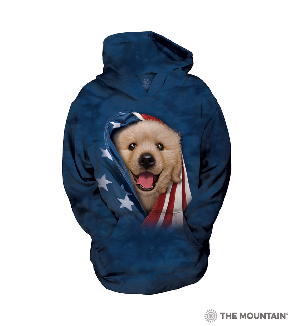 Patriotic Golden Retriever Puppy - The Mountain - Kids Dog Sweatshirt