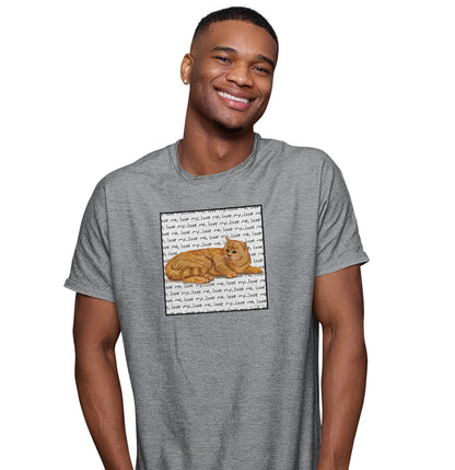 Orange Tabby Love Text - Adult Unisex T-Shirt