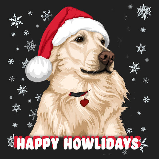 Happy Howlidays Santa Golden - Women's Fitted T-Shirt