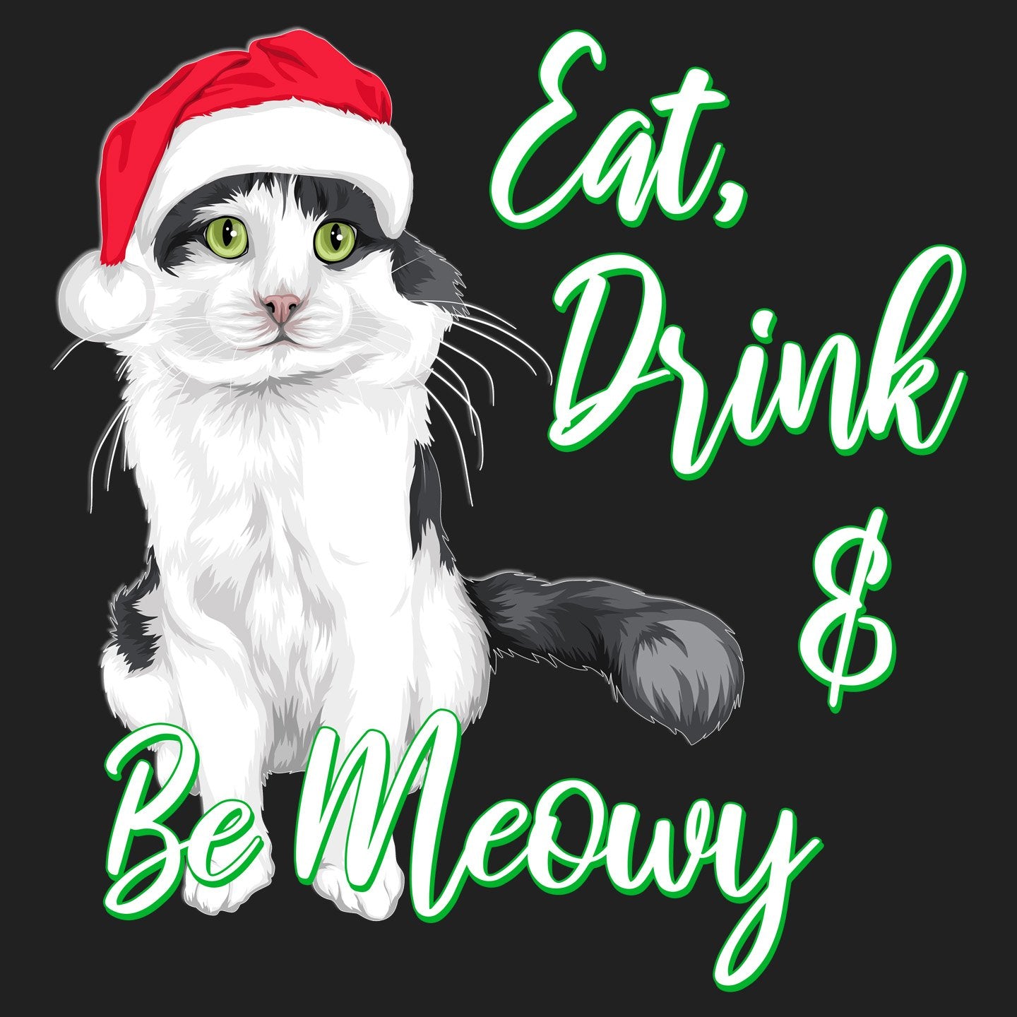 Eat Drink and Be Meowy - Women's V-Neck Long Sleeve T-Shirt