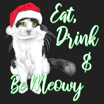 Eat Drink and Be Meowy - Women's V-Neck Long Sleeve T-Shirt