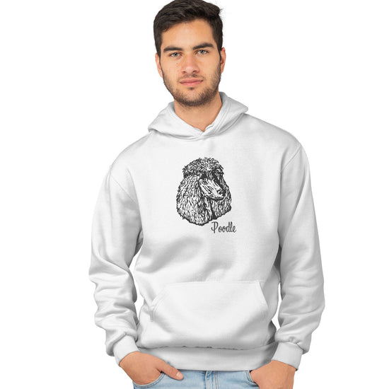 Animal Pride - White Poodle Headshot - Adult Unisex Hoodie Sweatshirt