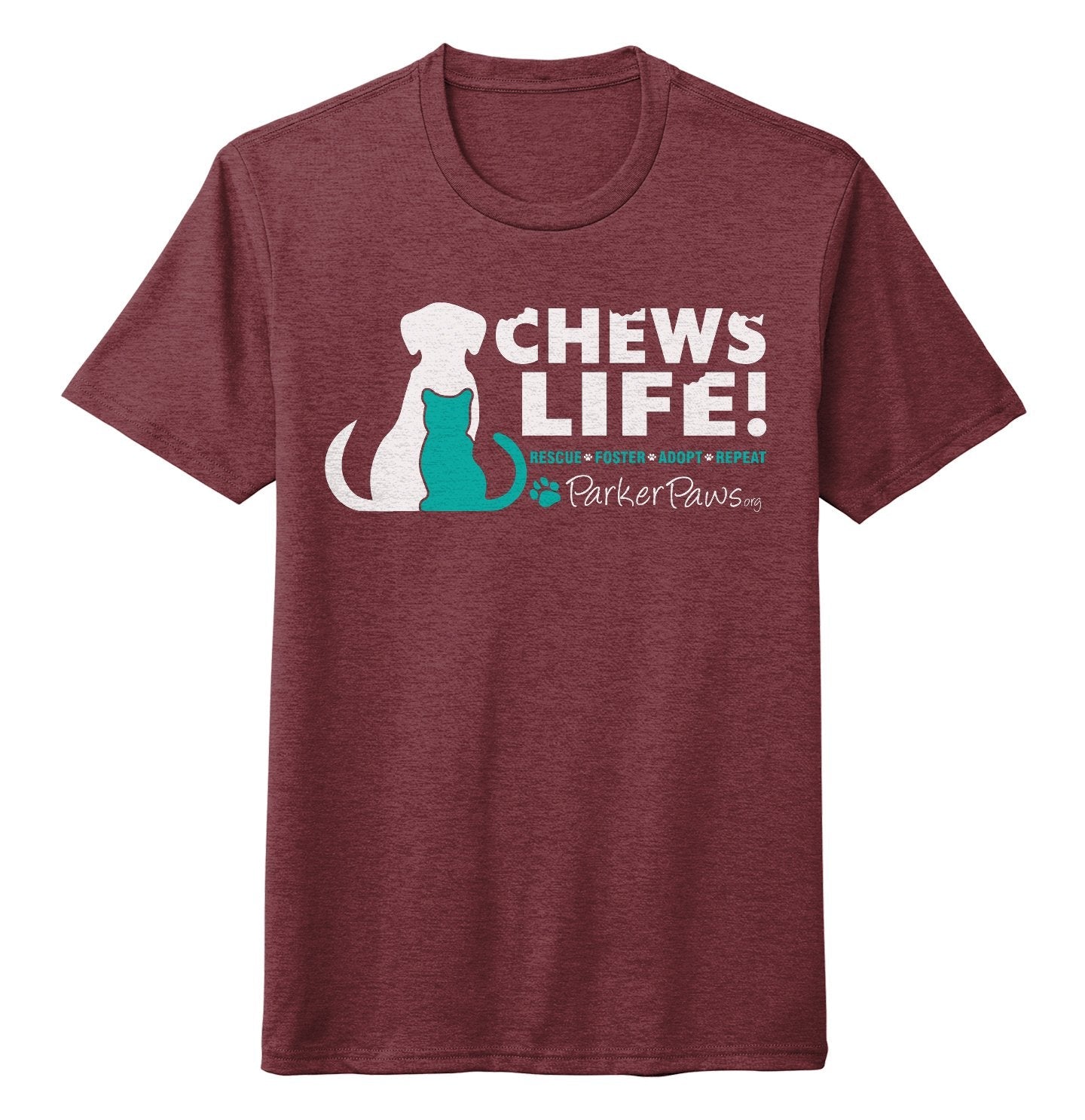 Parker Paws Logo Chews Life - Adult Tri-Blend T-Shirt