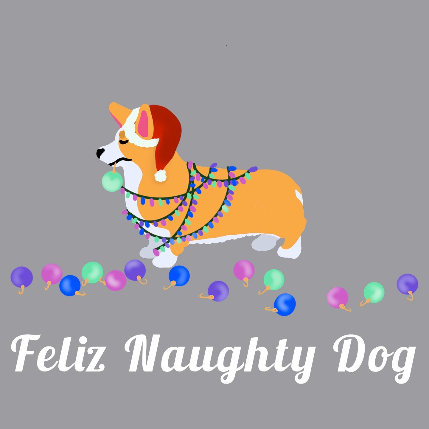 Feliz Naughty Dog Corgi - Adult Unisex Long Sleeve T-Shirt