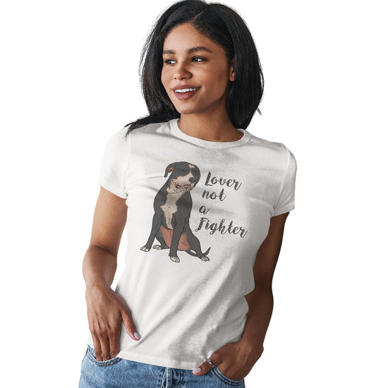 Animal Pride - Black & White Pit Bull Lover Not Fighter - Women's Fitted T-Shirt