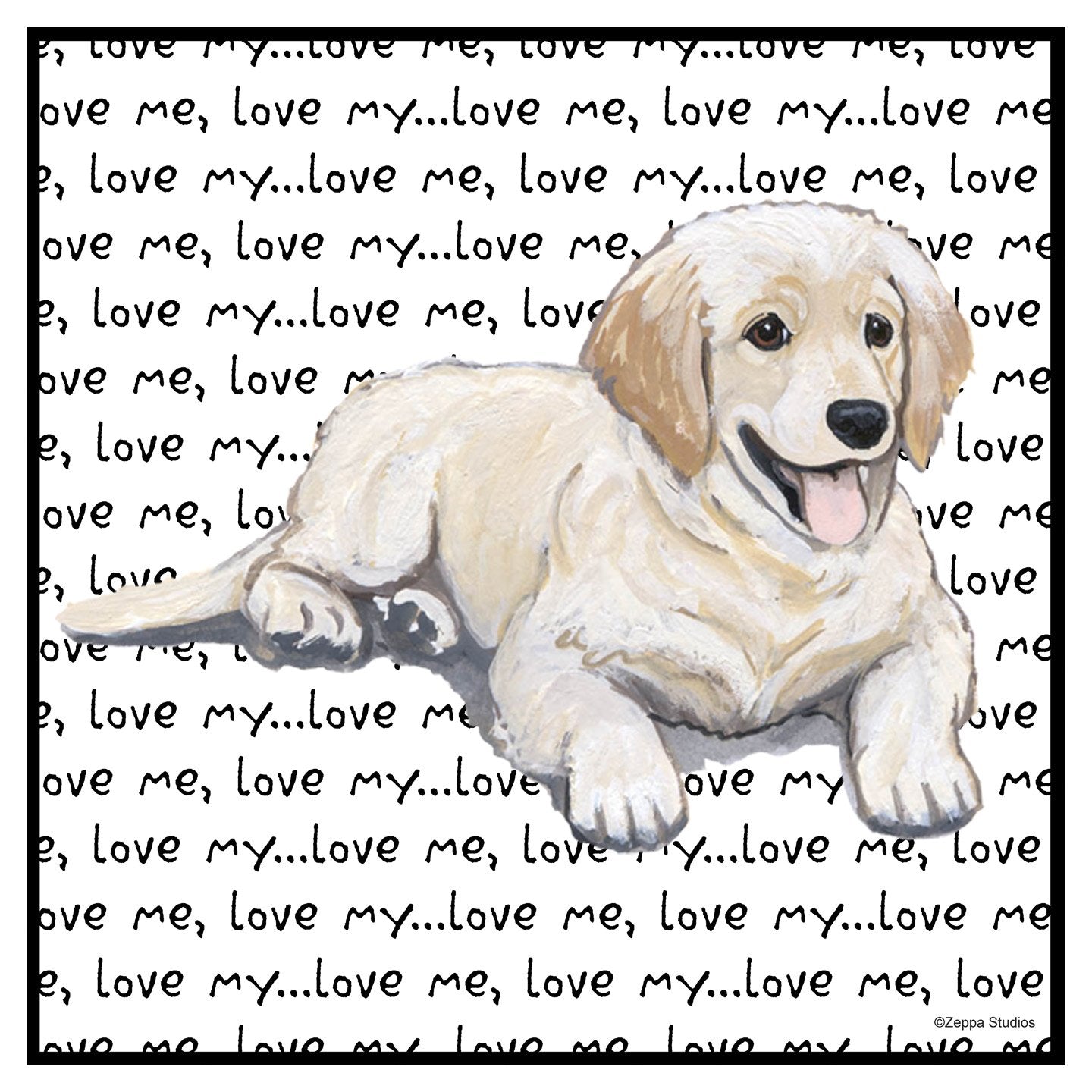 Golden Puppy Love Text - Adult Unisex Hoodie Sweatshirt