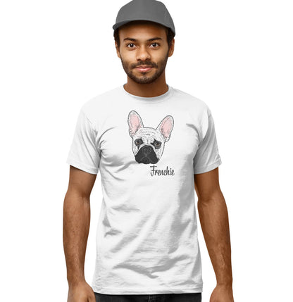 White Frenchie Headshot - Adult Unisex T-Shirt