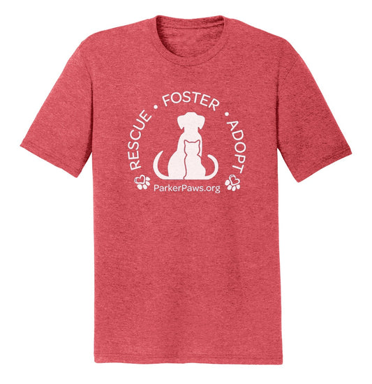 Parker Paws Logo Rescue Foster Adopt - Adult Tri-Blend T-Shirt