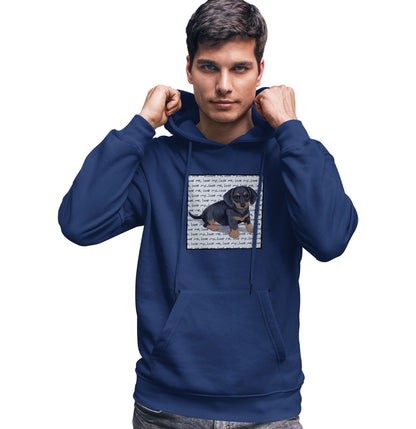 Dachshund Puppy Love Text - Adult Unisex Hoodie Sweatshirt