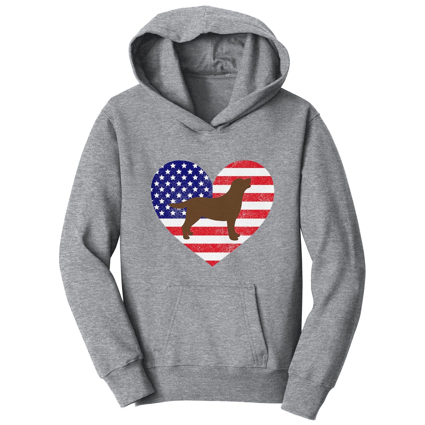 USA Flag Chocolate Lab Silhouette - Kids' Unisex Hoodie Sweatshirt