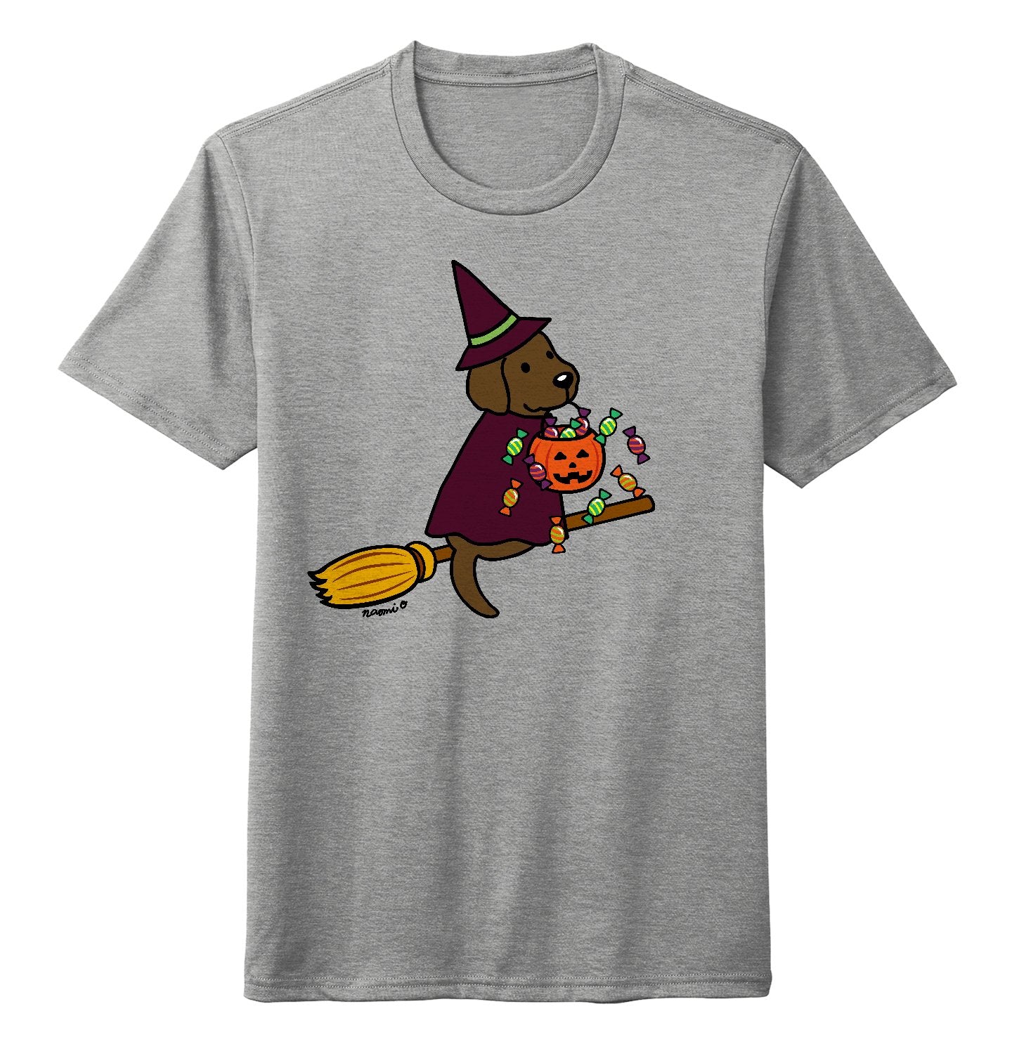Chocolate Lab Witch - Halloween - Adult Tri-Blend T-Shirt