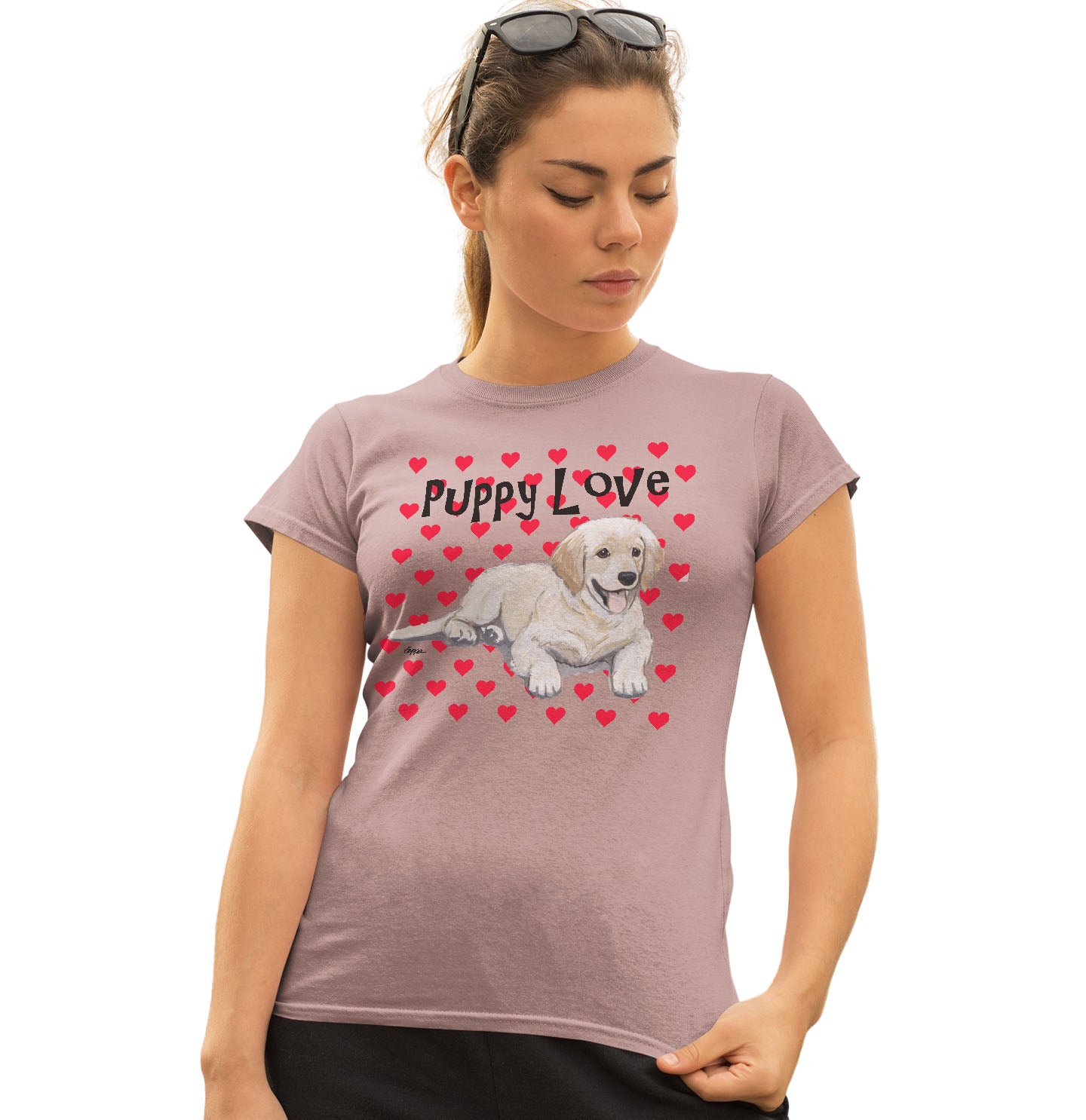 Golden Puppy Love - Women's Fitted T-Shirt