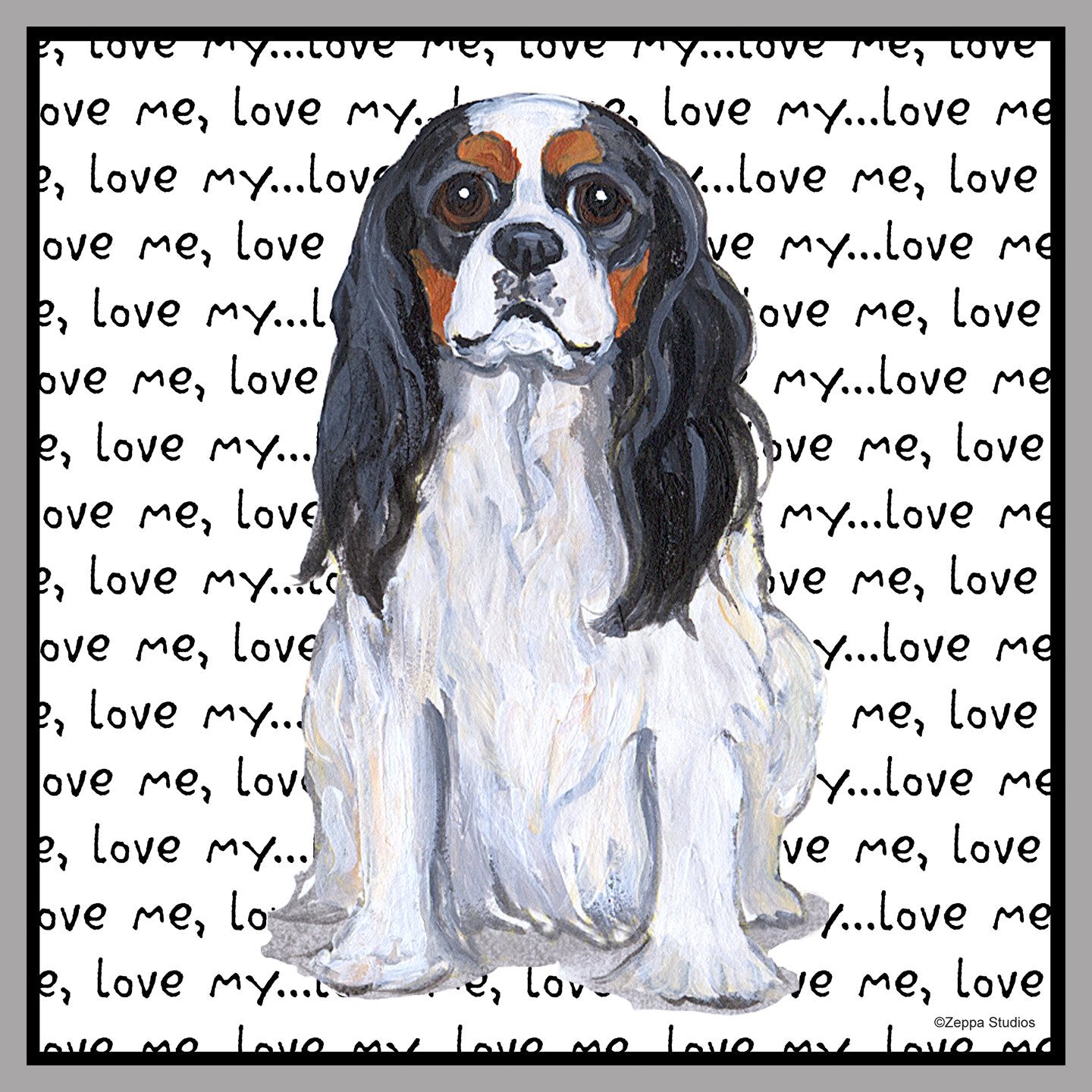 Tri-Color Cavalier Love Text - Women's Fitted T-Shirt