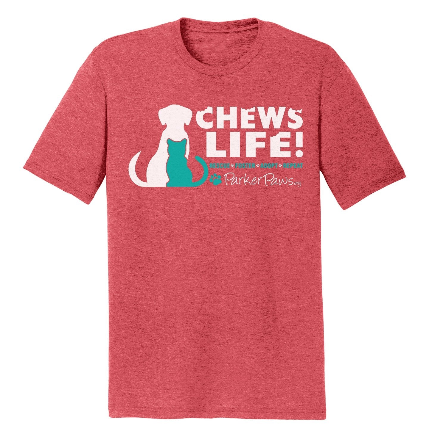 Parker Paws Logo Chews Life - Adult Tri-Blend T-Shirt