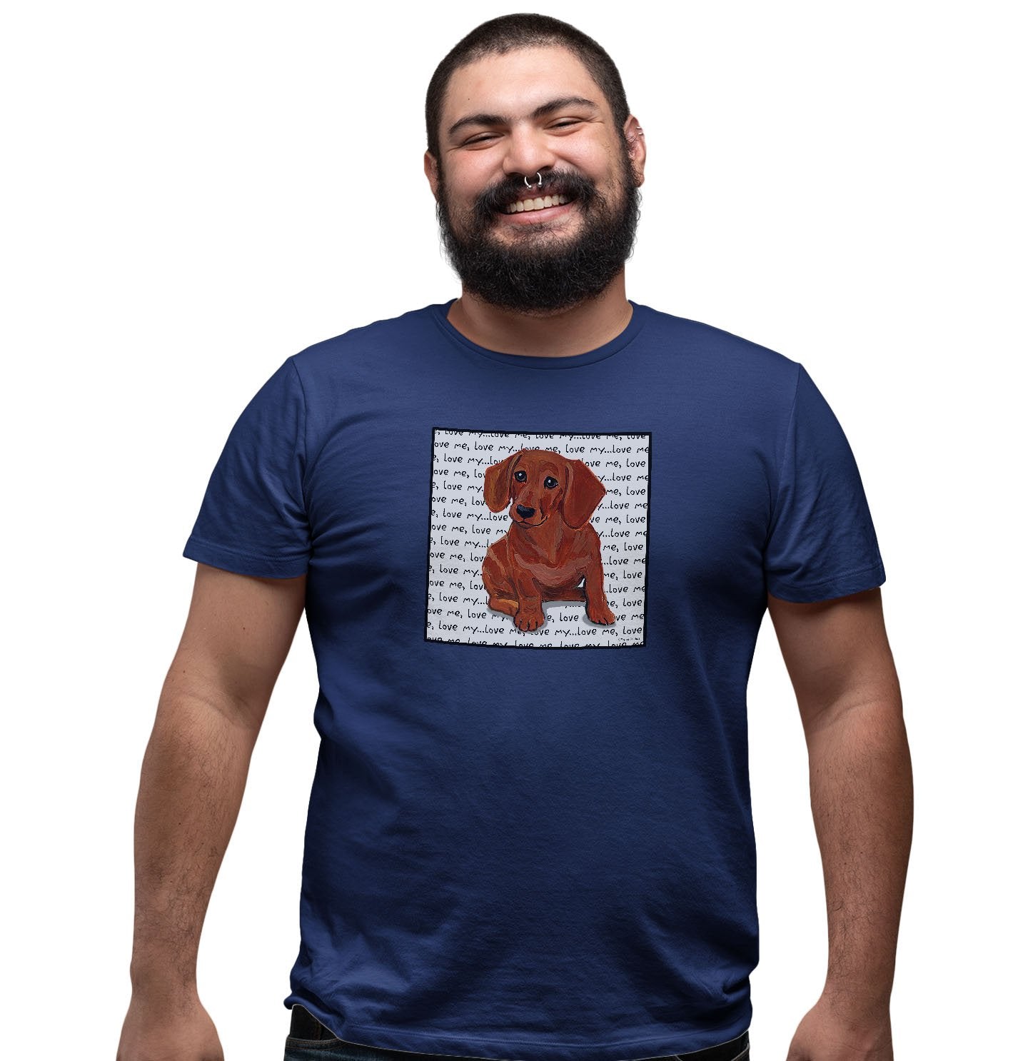 Animal Pride - Red Dachshund Love Text - Adult Unisex T-Shirt