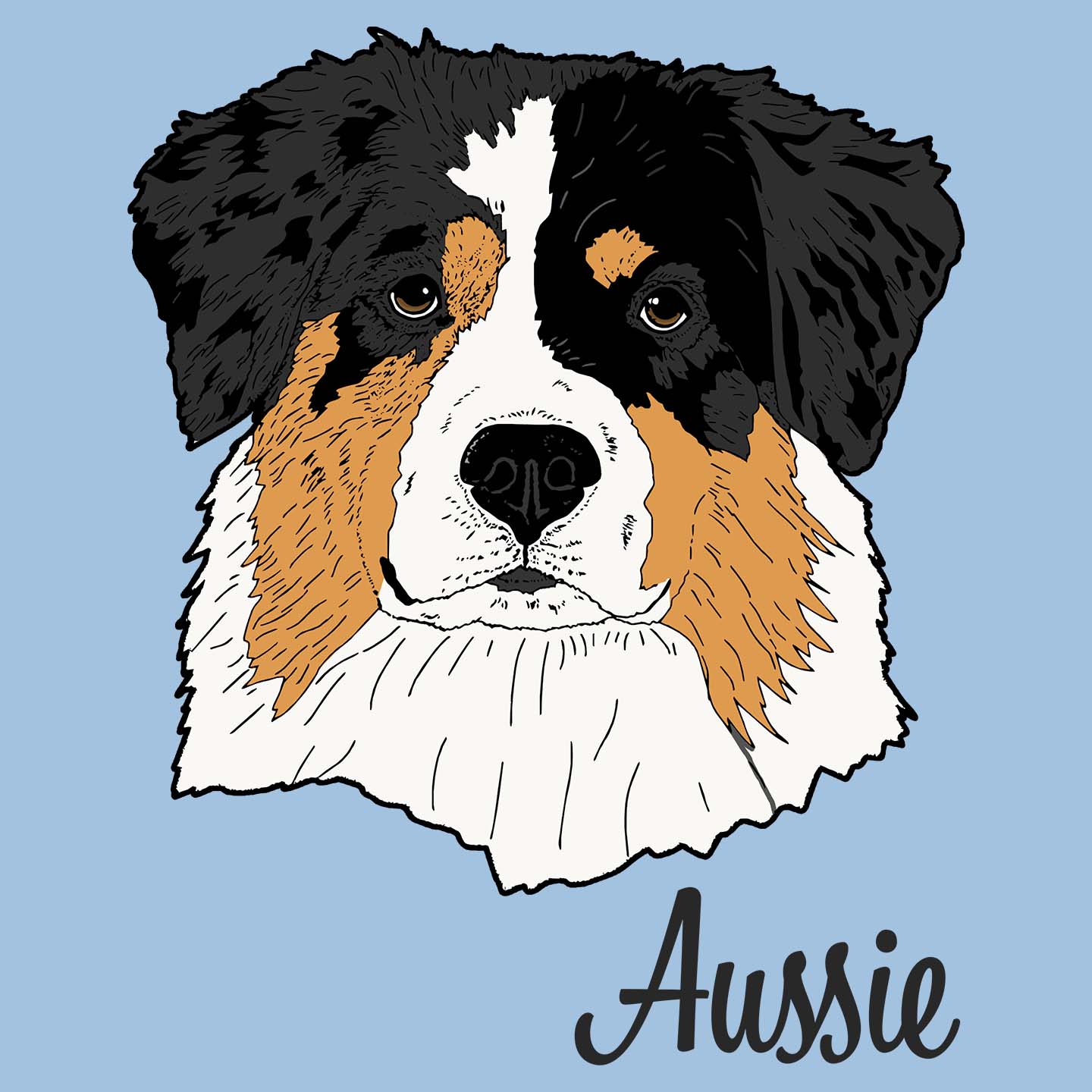 Tri-Color Aussie Headshot - Women's Fitted T-Shirt