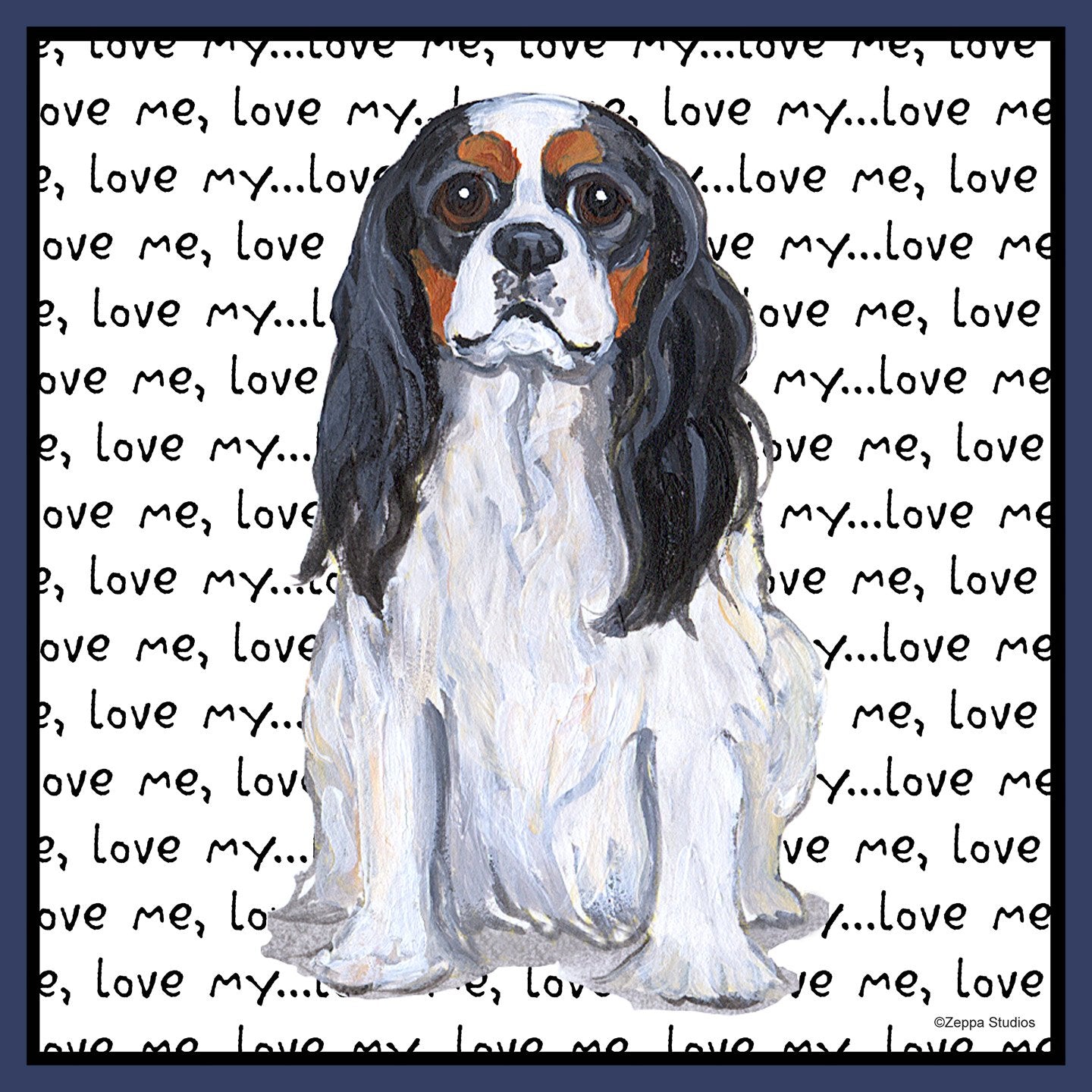 Tri-Color Cavalier Love Text - Adult Unisex Hoodie Sweatshirt