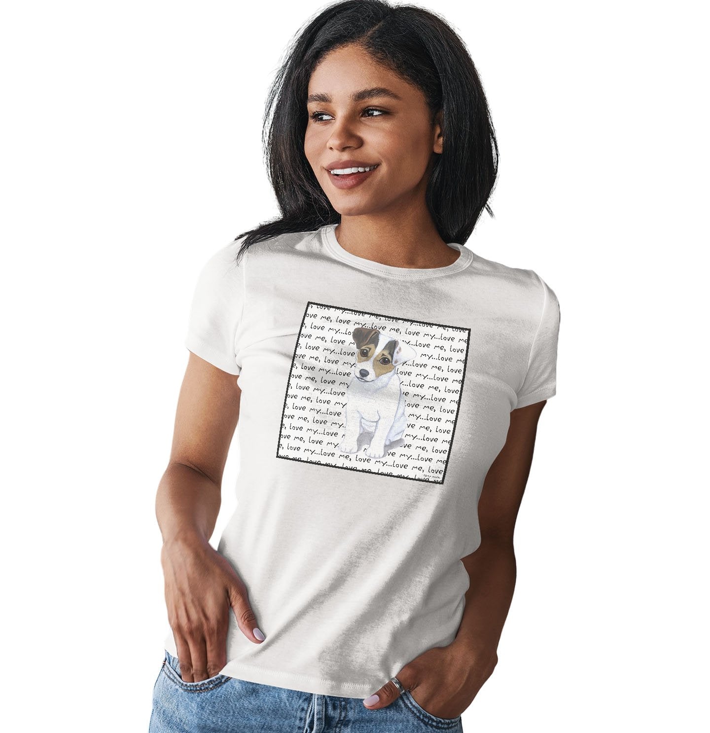 Jack Russell Puppy Love Text - Women's Fitted T-Shirt