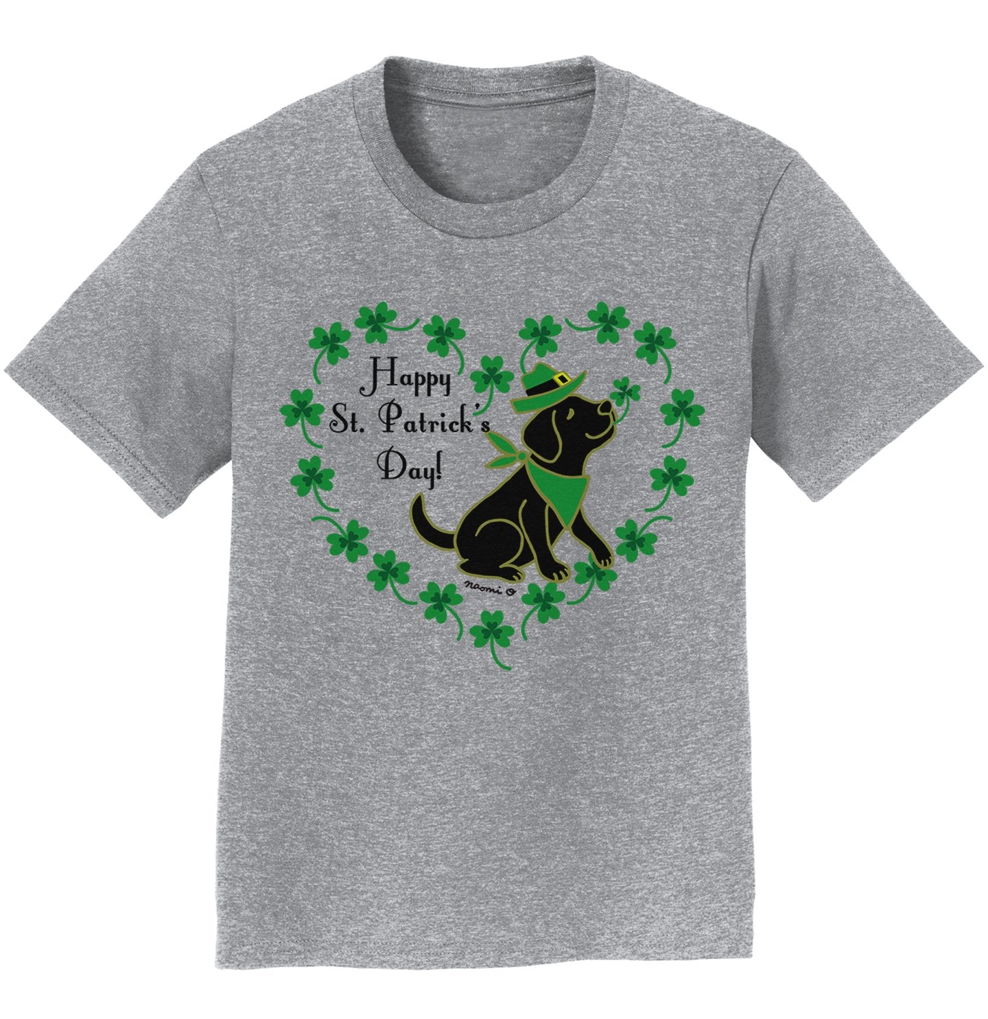 St. Patrick's Day Clover Heart Black Lab - Kids' Unisex T-Shirt