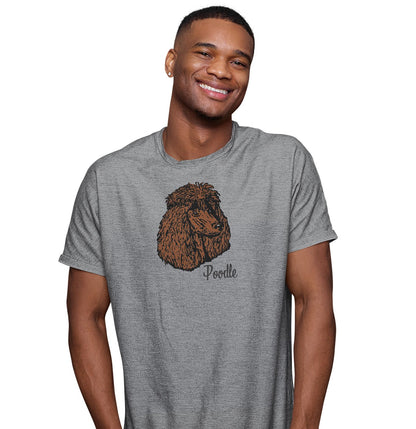Brown Poodle Headshot - Adult Unisex T-Shirt