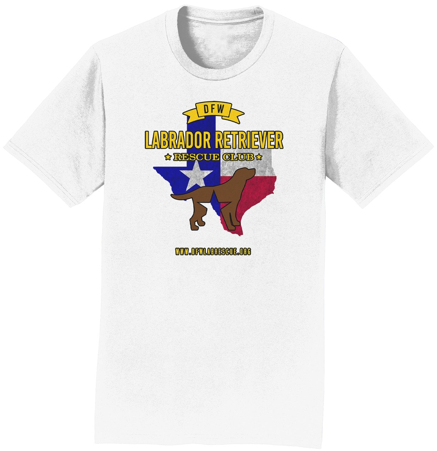 DFW LRRC Texas Flag Chocolate Lab Logo - Adult Unisex T-Shirt