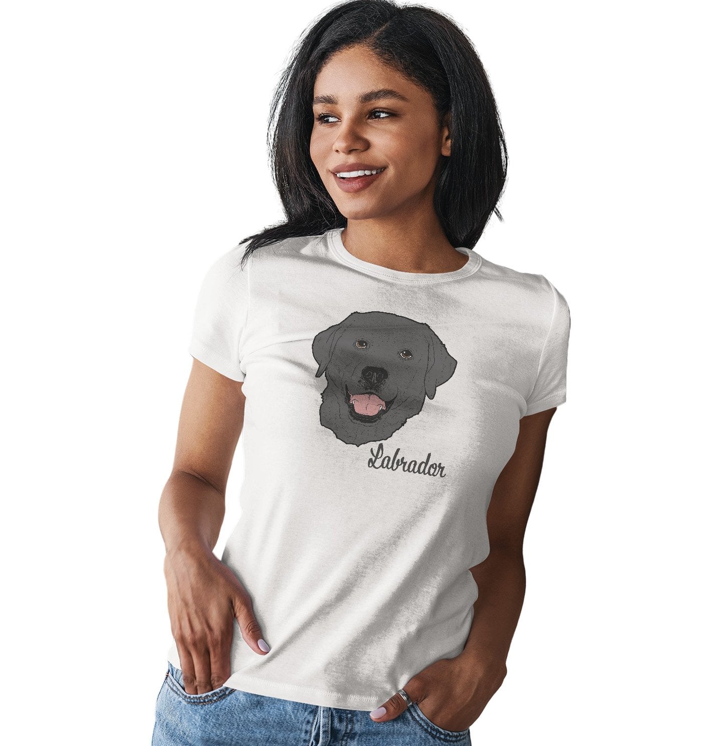 Animal Pride - Black Labrador Headshot - Women's Fitted T-Shirt