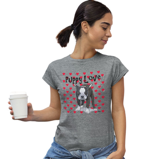Animal Pride - Boston Terrier Puppy Love - Women's Fitted T-Shirt