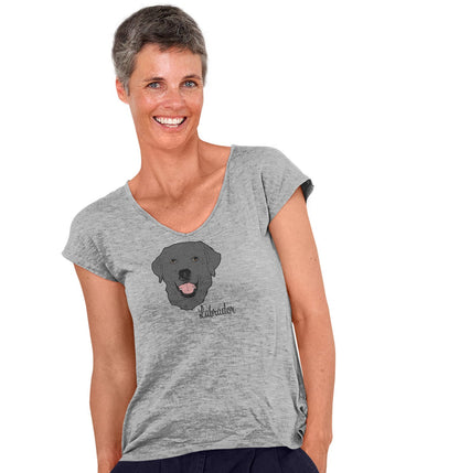 Animal Pride - Black Labrador Headshot - Women's V-Neck T-Shirt